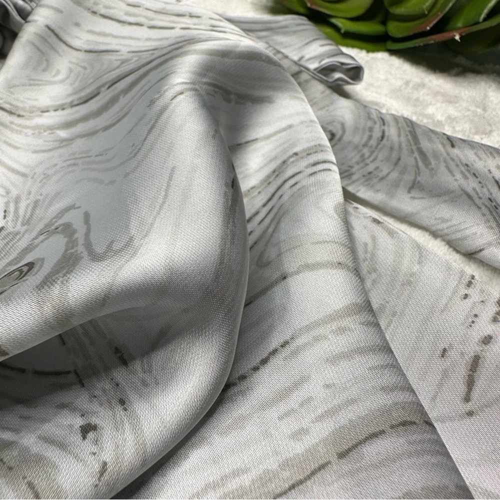 Caramela Marble Print Satin Halter Top Jumpsuit in White and Gray Womens Small